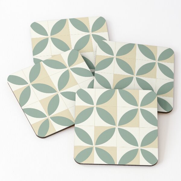 Item preview, Elegant Circular Grid: Geometric Shapes in Sage Green & Soft Gold designed and sold by PaintbrushPlace.