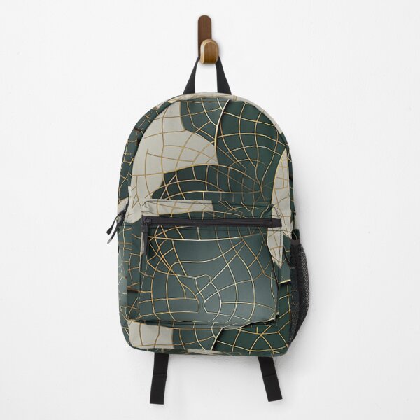 Item preview, Simplified Elegance: Circular Grid in Forest Green, Gold & Antique White designed and sold by PaintbrushPlace.