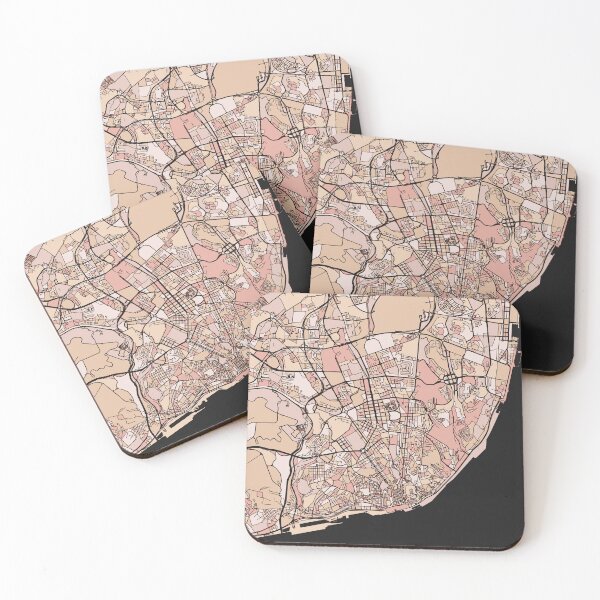 Item preview, Lisbon Map Pattern in Soft Pink Pastels designed and sold by PatternMaps.