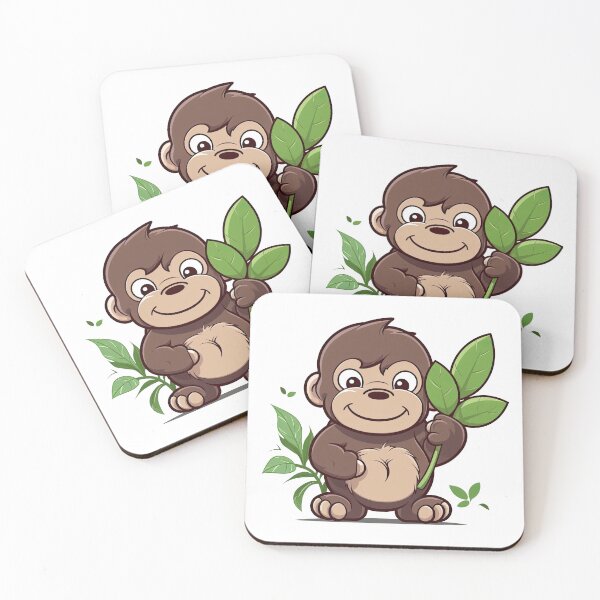 Item preview, Cute Happy Baby Gorilla Holding Leaves designed and sold by eyestetix.
