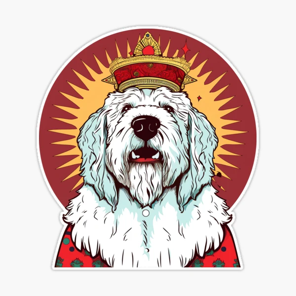 Old english sheepdog with tail (grey) Sticker for Sale by KiwiJP