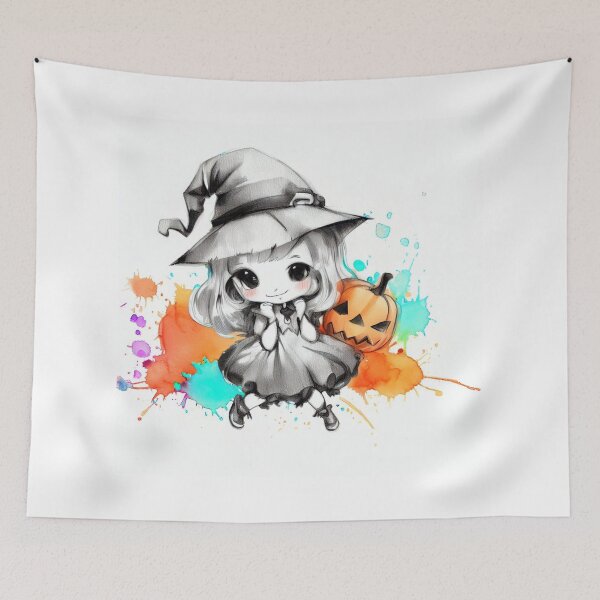 Item preview, Enchanting Whimsy: Cute Witch Amidst Colorful Ink Blots designed and sold by ReplyGirl.
