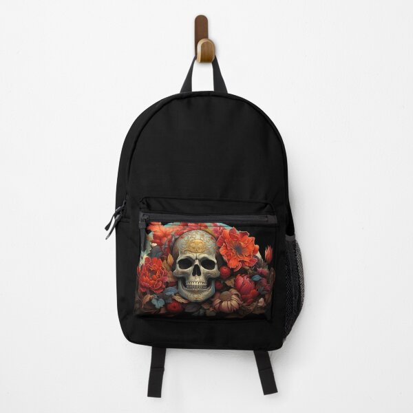 Item preview, Skulls and Flowers - crested gold filligree skull with colored flower no background designed and sold by DigitlEmporium.