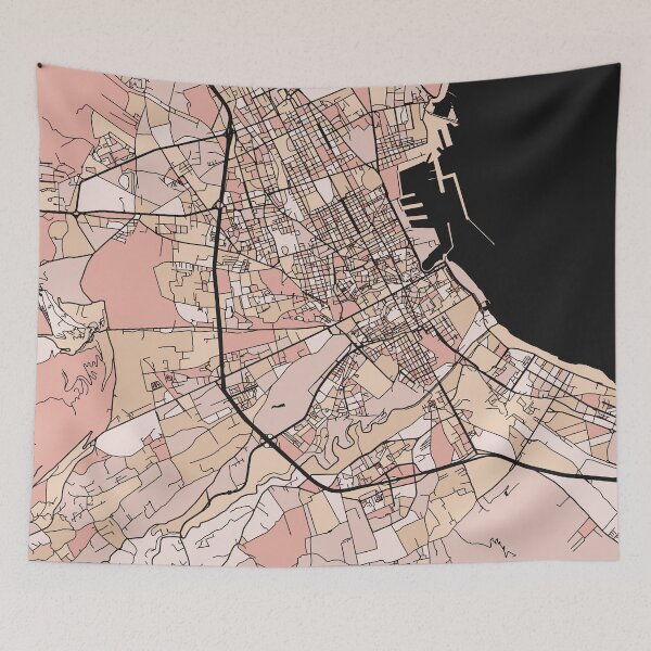 Item preview, Palermo Map Pattern in Soft Pink Pastels designed and sold by PatternMaps.