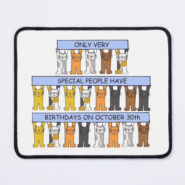 Item preview, October 30th Birthday Cartoon Cats Holding Banners designed and sold by KateTaylor.