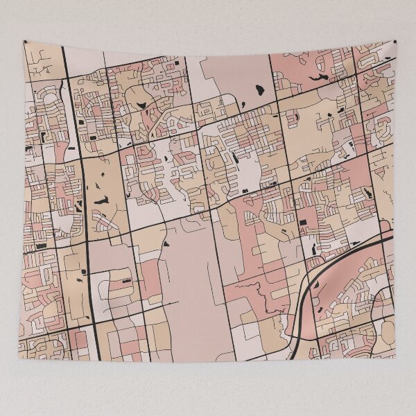 Item preview, Vaughan Map Pattern in Soft Pink Pastels designed and sold by PatternMaps.