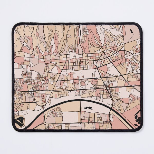 Artikelvorschau, Zagreb-Kartenmuster in zartrosa Pastelltönen entworfen und verkauft von PatternMaps.