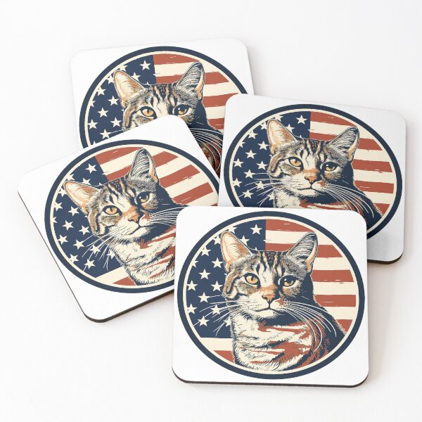 Item preview, Vintage Retro American flag badge featuring a cat designed and sold by cooeeman.