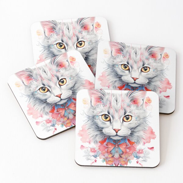 Item preview, Cat Pink Flowers designed and sold by MagicColorPrint.