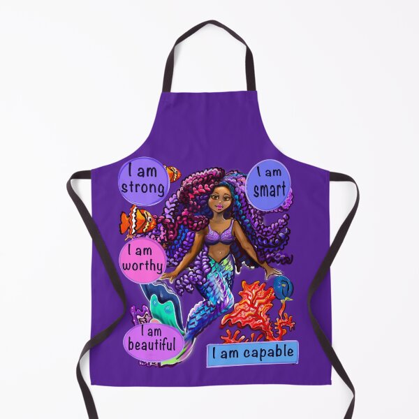 Item preview, Mermaid with Positive affirmations empowering inspirational, brown skin, afro hair designed and sold by Artonmytee.