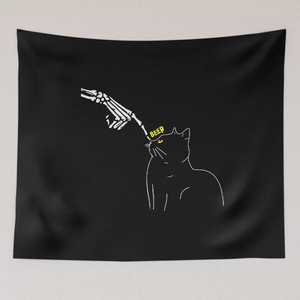 Item preview, Beep Skelton Hand Cat Nose Funny Cat Silhouette Yellow Eyes Halloween Funny designed and sold by alenaz.
