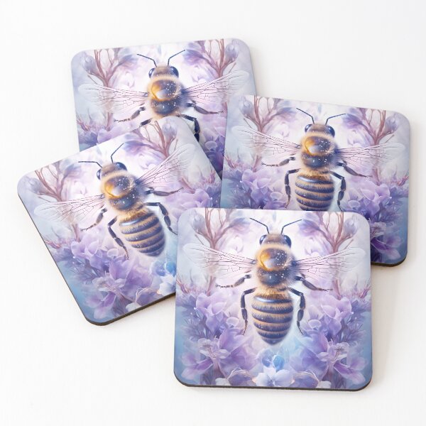 Item preview, Bee on purple flowers designed and sold by etherealalchemy.
