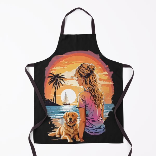 Item preview, Girl With Dog Sitting on The Beach designed and sold by AsCreationss.