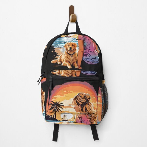 Item preview, Girl With Dog Sitting on The Beach designed and sold by AsCreationss.