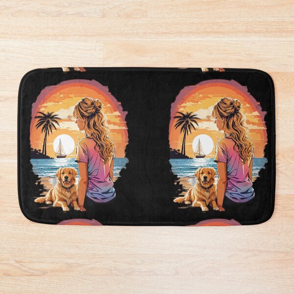 Item preview, Girl With Dog Sitting on The Beach designed and sold by AsCreationss.