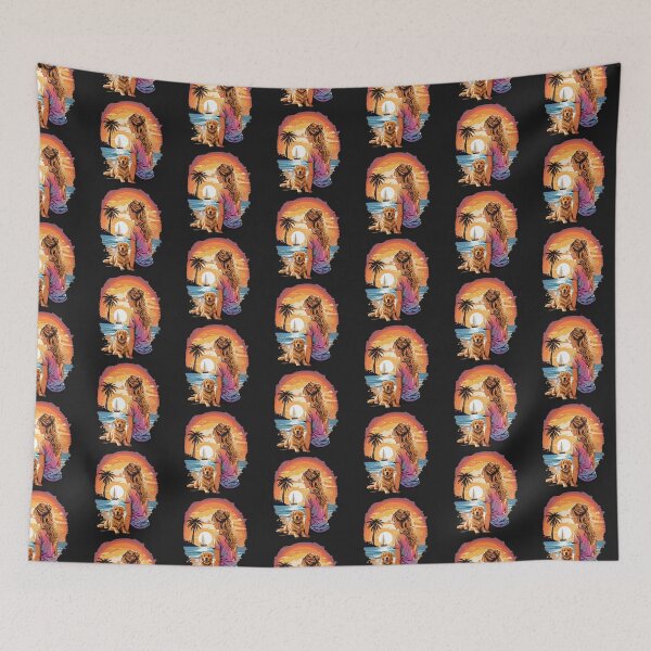 Item preview, Girl With Dog Sitting on The Beach designed and sold by AsCreationss.