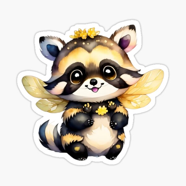 Raccoon bee Sticker