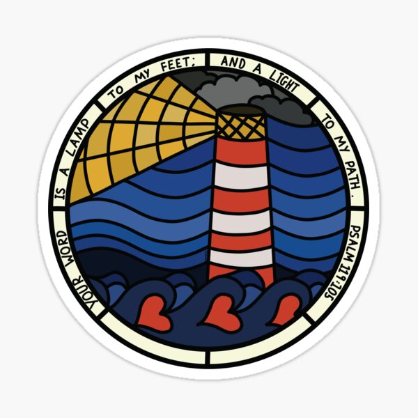 Aperçu de l'œuvre Une lampe à mes pieds, verset biblique du phare en vitrail créée et vendue par JJJJdoodles.