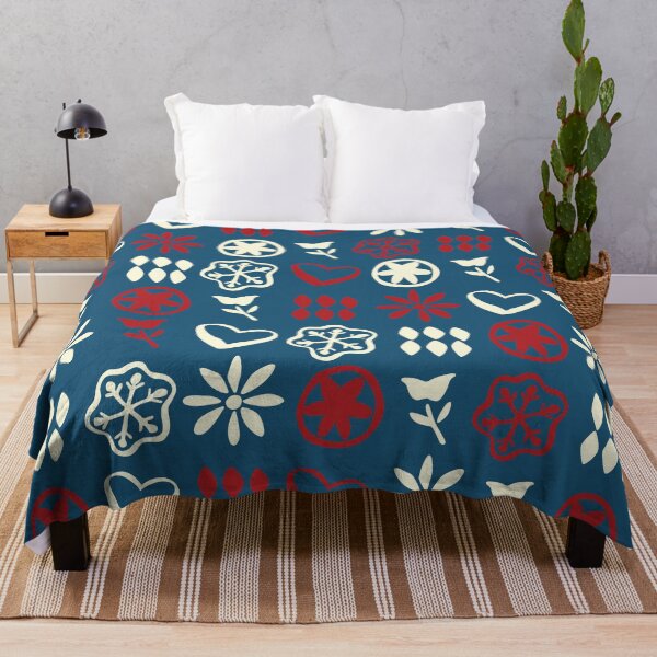 Item preview, Retro Mid Century Nostalgic Vintage Christmas Pattern In Xmas Blue Cream Red designed and sold by blomastudios.