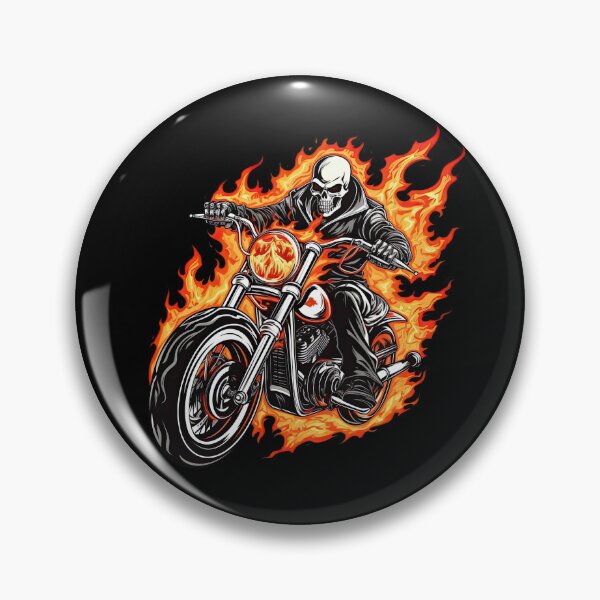 Item preview, Cráneo Biker montando una moto Hurley con llamas salen 2 designed and sold by eyestetix.