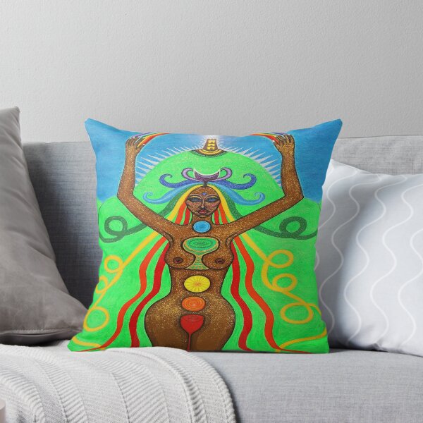 Avalon Rainbow Goddess Throw Pillow