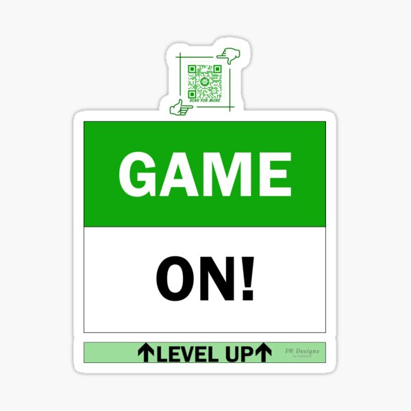 Game On! - Level UP Gaming Logo V1 (Green/White) Sticker for Sale