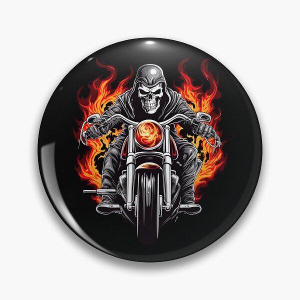 Item preview, Cráneo Biker montando una moto Hurley con llamas salen 4 designed and sold by eyestetix.