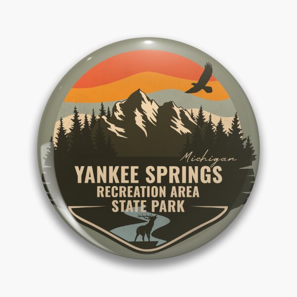 Item preview, Yankee Springs Recreation Area Michigan - MI Retro Mountain Badge designed and sold by mountainfad.