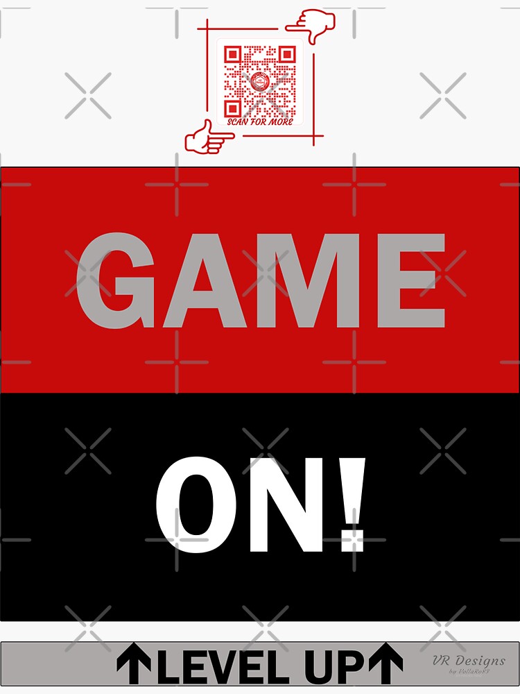 Game On! - Level UP Gaming Logo V4 (Red/Black/Gray) Sticker for