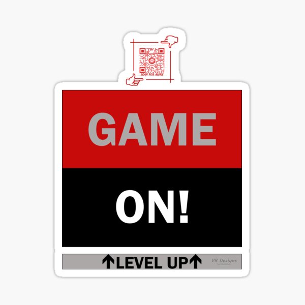 Game On! - Level UP Gaming Logo V4 (Red/Black/Gray) Sticker for