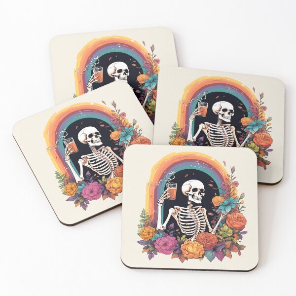 Item preview, Never Better Skeleton Drinking Funny Halloween designed and sold by SurfolioPrints.