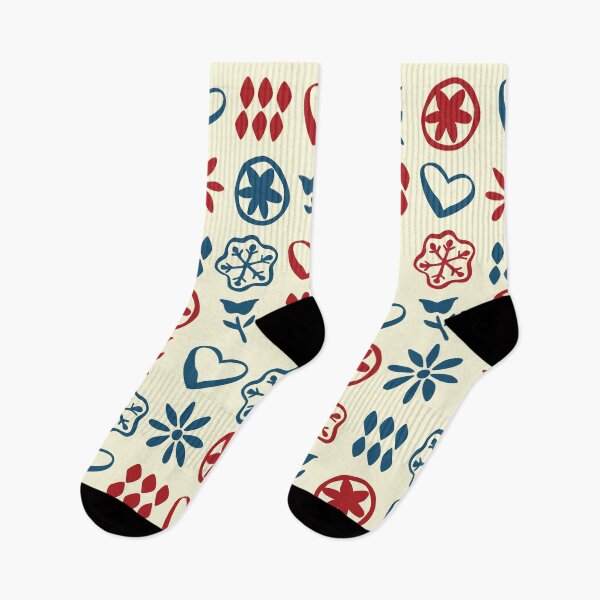 Item preview, Retro Mid Century Nostalgic Vintage Christmas Pattern In Xmas Cream Red Blue designed and sold by blomastudios.