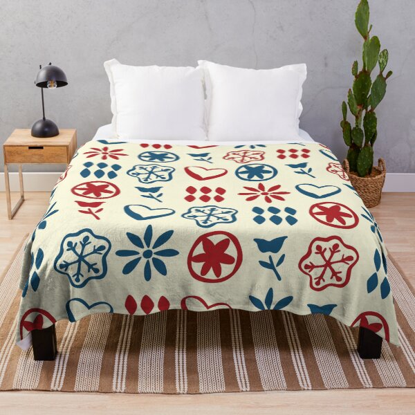 Item preview, Retro Mid Century Nostalgic Vintage Christmas Pattern In Xmas Cream Red Blue designed and sold by blomastudios.