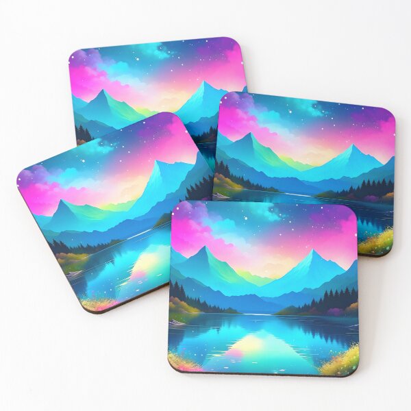 Item preview, Blue and Pink Lake Landscape designed and sold by celartinspire.