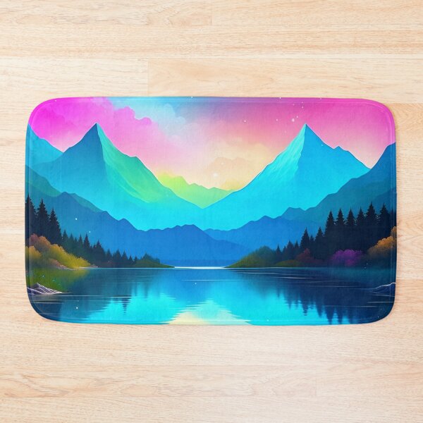 Item preview, Blue and Pink Lake Landscape designed and sold by celartinspire.