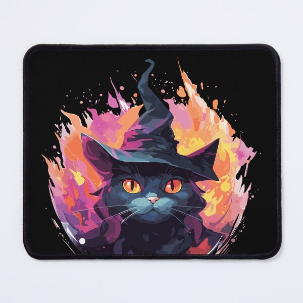 Item preview, cat in witch hat, cat halloween, black cat halloween designed and sold by Niktarka.