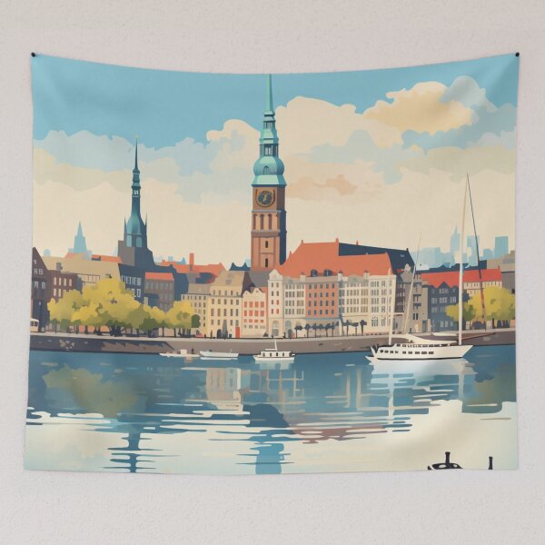 Item preview, Una ilustración de viajes vintage de Hamburgo - Alemania designed and sold by GoodOldVintage.