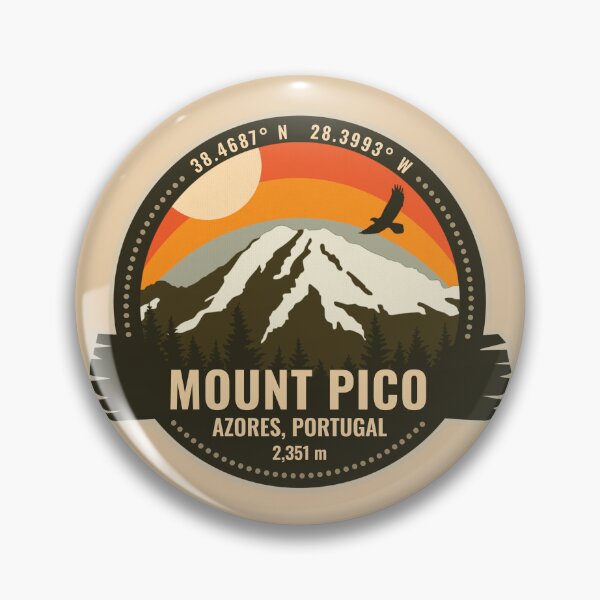 Item preview, Mount Pico volcano Ilha do Pico Azores Portugal Volcano Retro Vintage Badge designed and sold by mountainfad.