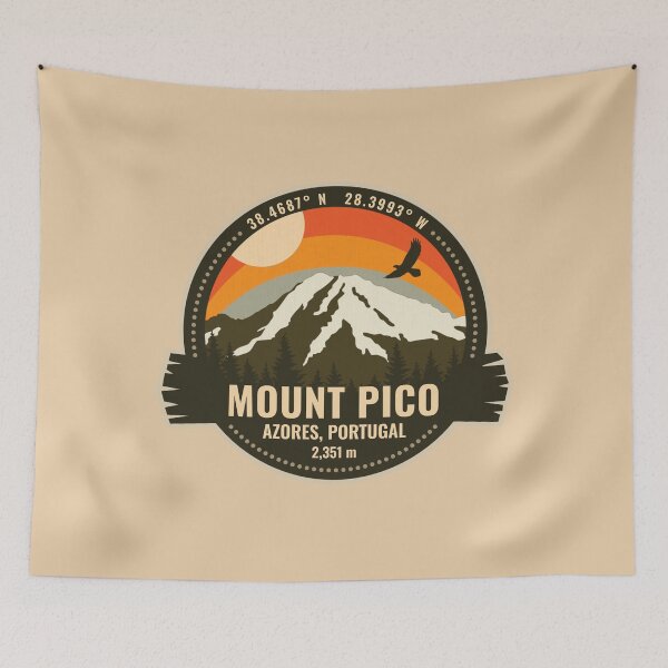 Item preview, Mount Pico volcano Ilha do Pico Azores Portugal Volcano Retro Vintage Badge designed and sold by mountainfad.