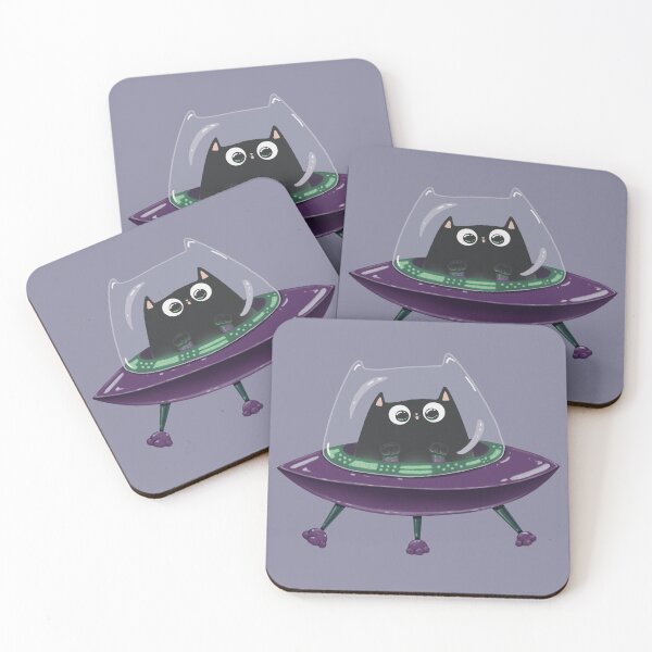 Item preview, Black Cat In A Flying Saucer Print designed and sold by Julia Sol.