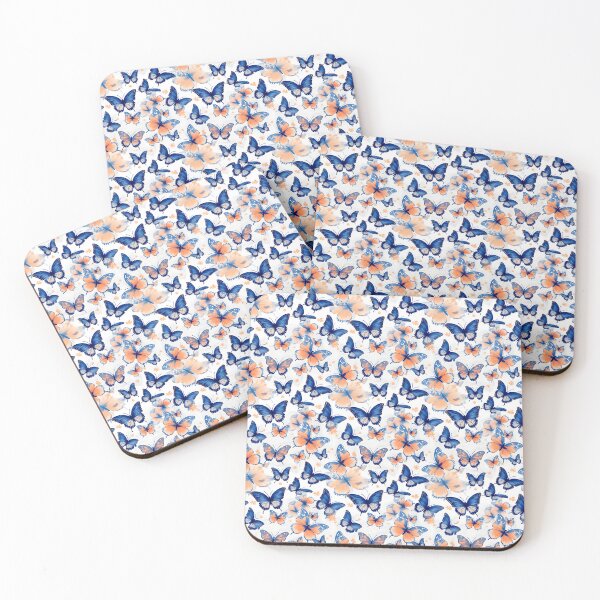 Item preview, Royal Blue & Peach Butterfly Composite Overlay Pattern #3 designed and sold by ARTficiallyAnon.