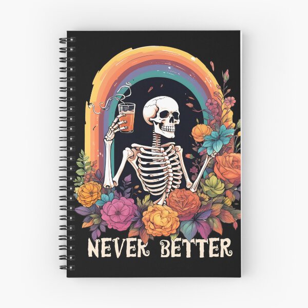 Item preview, Never Better Skeleton Drinking Funny Halloween designed and sold by SurfolioPrints.
