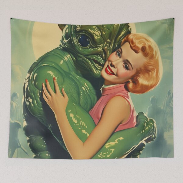 Item preview, Retro Girl and Monster designed and sold by VisionDuke.