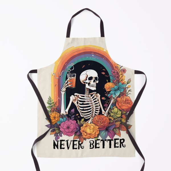 Item preview, Never Better Skeleton Drinking Funny Halloween designed and sold by SurfolioPrints.