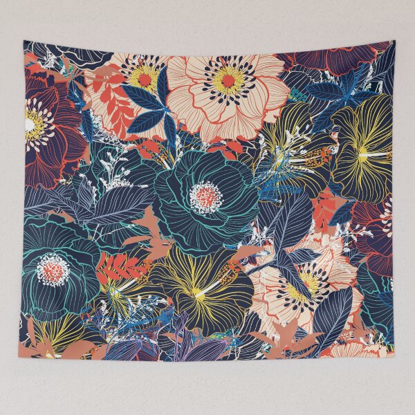 Item preview, Multi-Flowers textile art, the ultimate floral design for your home decoration. designed and sold by paulo silveira.