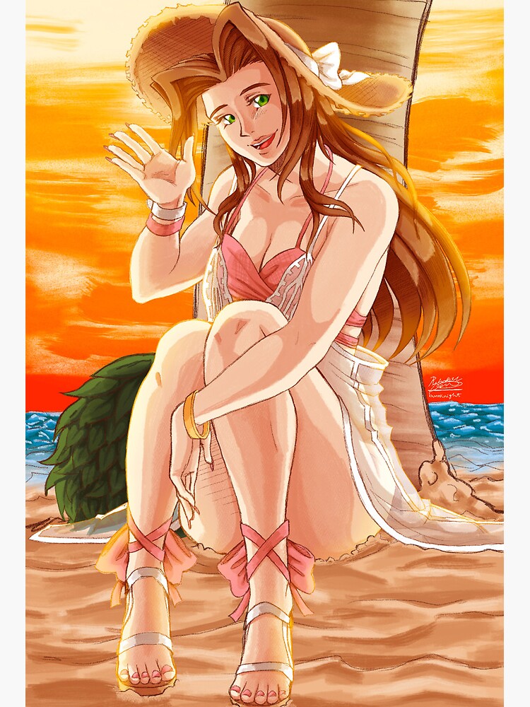 Swimsuit Aerith Art Board Print