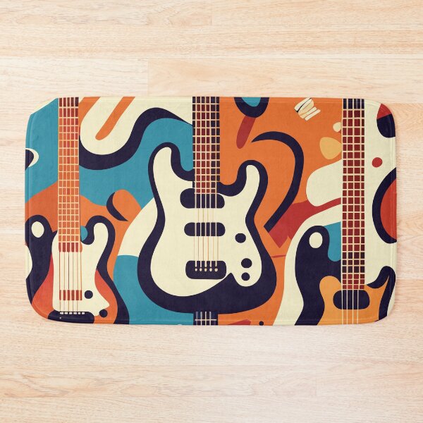 Item preview, Music Guitars Retro Blue Pattern designed and sold by siwabudda.