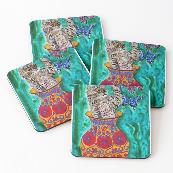 Item preview, Cat in the Butterfly Chase designed and sold by yellow4coalarts.