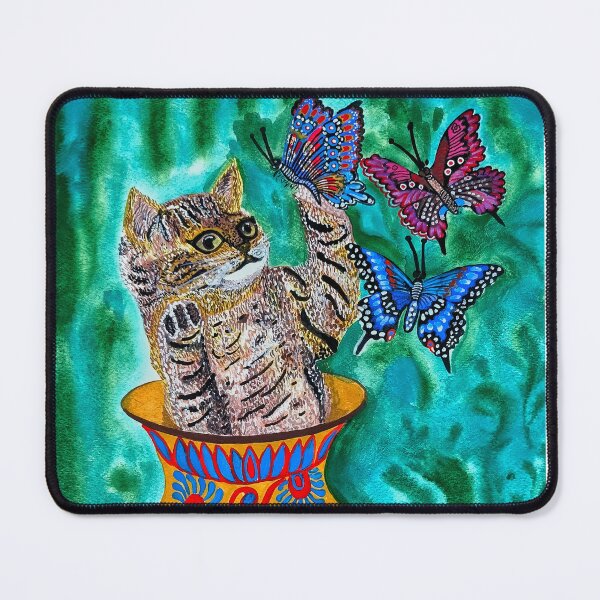 Item preview, Cat in the Butterfly Chase designed and sold by yellow4coalarts.