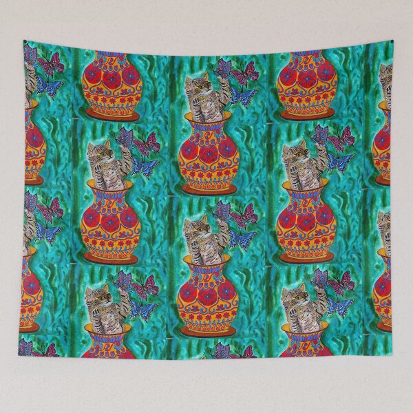 Item preview, Cat in the Butterfly Chase designed and sold by yellow4coalarts.